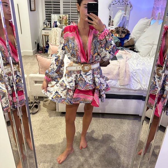 Bronx and Banco Vibrant Pink and Patterned Mini Dress - Picture 7 of 8